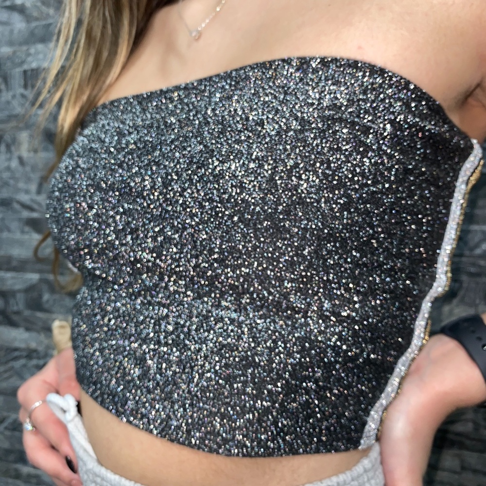 Striped Sparkle Tube Top